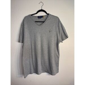 Polo Ralph Lauren Mens Shirt XXL Gray/Blue Custom Slim‎ Fit V Neck Short Sleeve